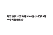 外汇投资25万每月5000元-外汇投5万一个月能赚多少