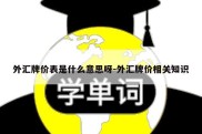 外汇牌价表是什么意思呀-外汇牌价相关知识