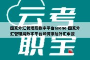 国家外汇管理局数字平台asone-国家外汇管理局数字平台如何添加外汇申报