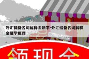 外汇储备名词解释金融学-外汇储备名词解释金融学原理