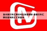 各大银行外汇牌价对比快易理财-各银行外汇牌价查询外汇汇率查询