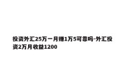 投资外汇25万一月赚1万5可靠吗-外汇投资2万月收益1200