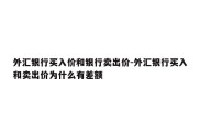 外汇银行买入价和银行卖出价-外汇银行买入和卖出价为什么有差额