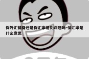 保外汇储备还是保汇率是伪命题吗-保汇率是什么意思