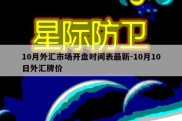 10月外汇市场开盘时间表最新-10月10日外汇牌价