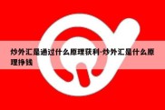 炒外汇是通过什么原理获利-炒外汇是什么原理挣钱