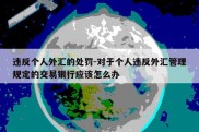 违反个人外汇的处罚-对于个人违反外汇管理规定的交易银行应该怎么办