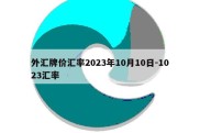 外汇牌价汇率2023年10月10日-1023汇率