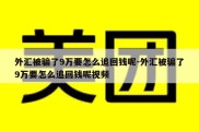 外汇被骗了9万要怎么追回钱呢-外汇被骗了9万要怎么追回钱呢视频