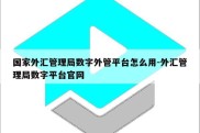 国家外汇管理局数字外管平台怎么用-外汇管理局数字平台官网