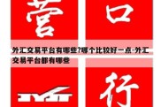 外汇交易平台有哪些?哪个比较好一点-外汇交易平台都有哪些