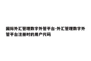 国际外汇管理数字外管平台-外汇管理数字外管平台注册时的用户代码