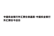 中国农业银行外汇牌价表最新-中国农业银行外汇牌价今日价