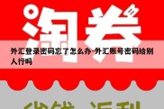 外汇登录密码忘了怎么办-外汇账号密码给别人行吗