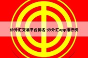 炒外汇交易平台排名-炒外汇app排行榜