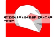 外汇正规交易平台排名榜最新-正规外汇交易平台排行