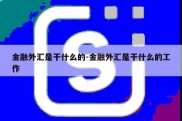 金融外汇是干什么的-金融外汇是干什么的工作