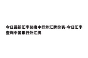 今日最新汇率兑换中行外汇牌价表-今日汇率查询中国银行外汇牌