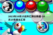 2023年10月15日外汇牌价数据-10月15号美元汇率