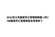 2022年三月国家外汇管理局数据-3月13日国家外汇管理局综合司发布了