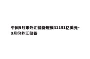 中国9月末外汇储备规模31151亿美元-9月份外汇储备