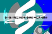 各个银行外汇牌价表-各银行外汇实时牌价