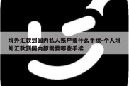 境外汇款到国内私人账户要什么手续-个人境外汇款到国内都需要哪些手续