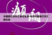 中国银行的外汇牌价目表-请问中国银行外汇牌价表