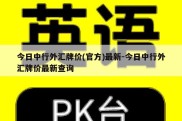 今日中行外汇牌价(官方)最新-今日中行外汇牌价最新查询