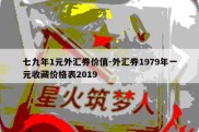 七九年1元外汇券价值-外汇券1979年一元收藏价格表2019