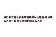 银行外汇牌价表中的现钞买入价是指-现钞的买入价一般 外汇牌价的现汇买入价