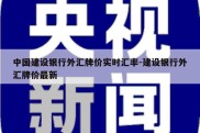 中国建设银行外汇牌价实时汇率-建设银行外汇牌价最新