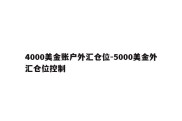 4000美金账户外汇仓位-5000美金外汇仓位控制