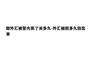 做外汇被警方抓了关多久-外汇被抓多久放出来