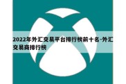 2022年外汇交易平台排行榜前十名-外汇交易商排行榜