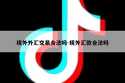 境外外汇交易合法吗-境外汇款合法吗