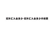 买外汇入金多少-买外汇入金多少手续费