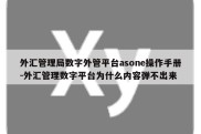 外汇管理局数字外管平台asone操作手册-外汇管理数字平台为什么内容弹不出来