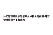 外汇管理局数字外管平台如何分配权限-外汇管理局数字平台官网