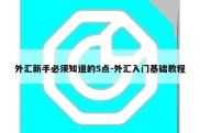 外汇新手必须知道的5点-外汇入门基础教程