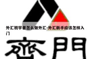 外汇初学者怎么做外汇-外汇新手应该怎样入门