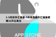 1-9月份外汇储备-9月末我国外汇储备规模32万亿美元