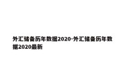 外汇储备历年数据2020-外汇储备历年数据2020最新