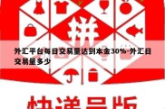 外汇平台每日交易量达到本金30%-外汇日交易量多少