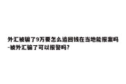 外汇被骗了9万要怎么追回钱在当地能报案吗-被外汇骗了可以报警吗?